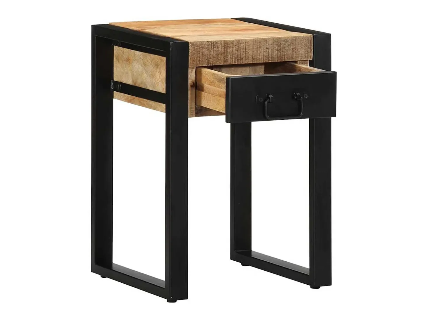 Mesa auxiliar madera maciza de mango rugosa 35x35x50 cm