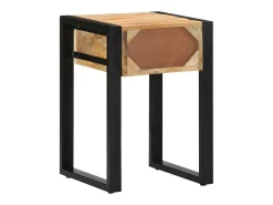 Mesa auxiliar madera maciza de mango rugosa 35x35x50 cm