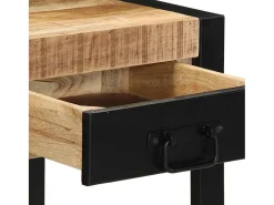 Mesa auxiliar madera maciza de mango rugosa 40x40x50 cm