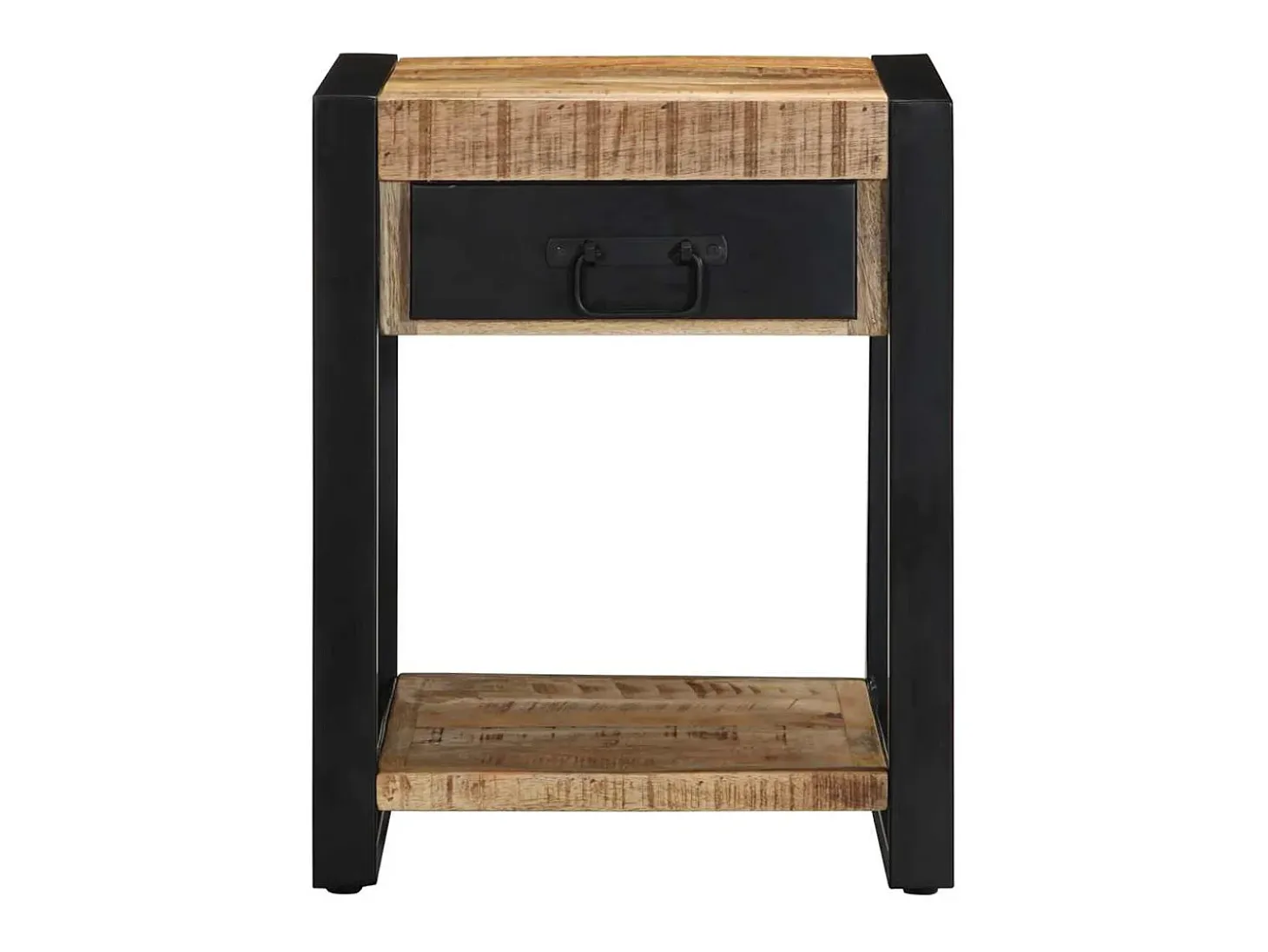 Mesa auxiliar madera maciza de mango rugosa 40x40x50 cm