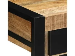 Mesa auxiliar madera maciza de mango rugosa 40x40x50 cm