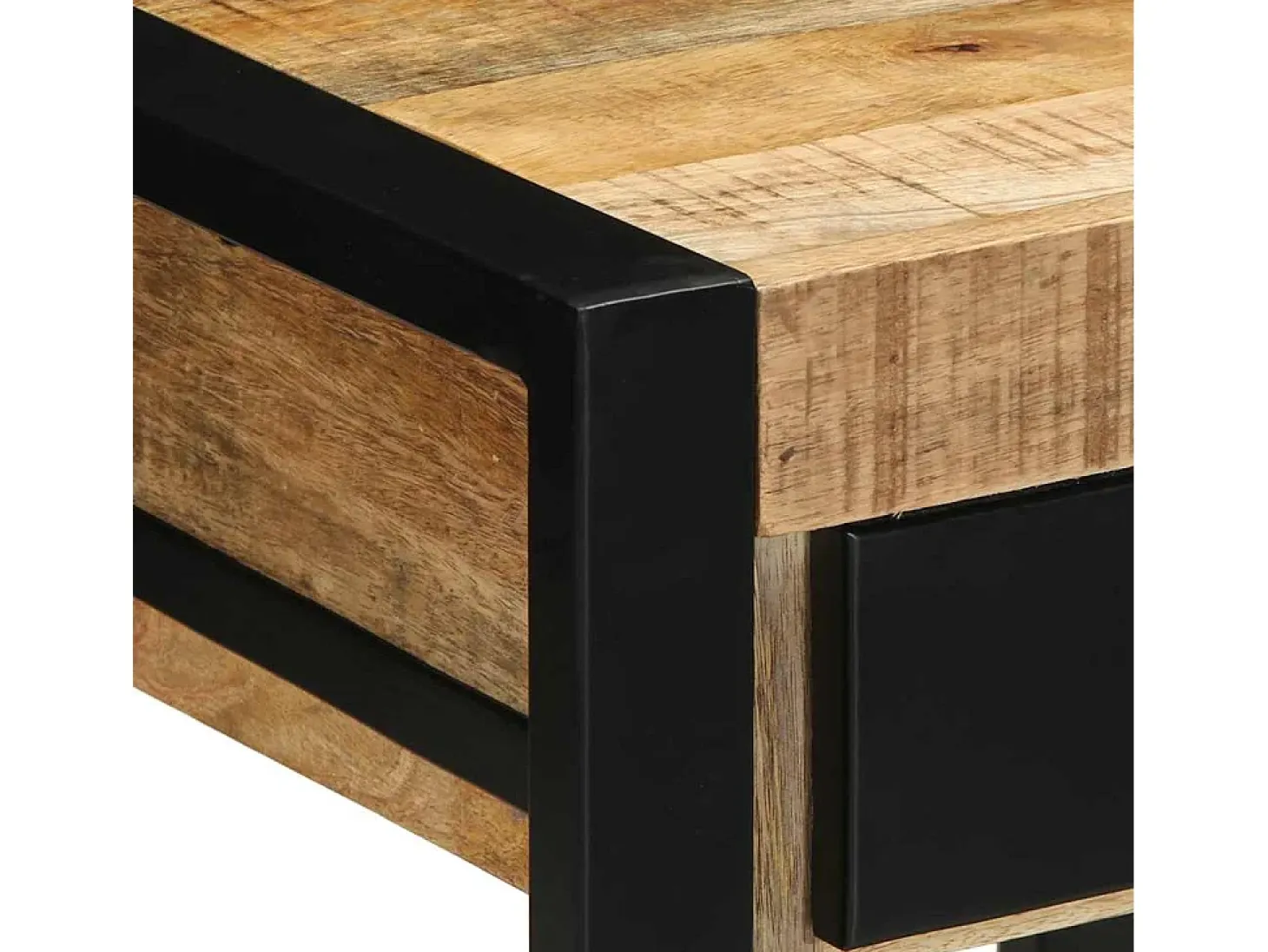 Mesa auxiliar madera maciza de mango rugosa 40x40x50 cm