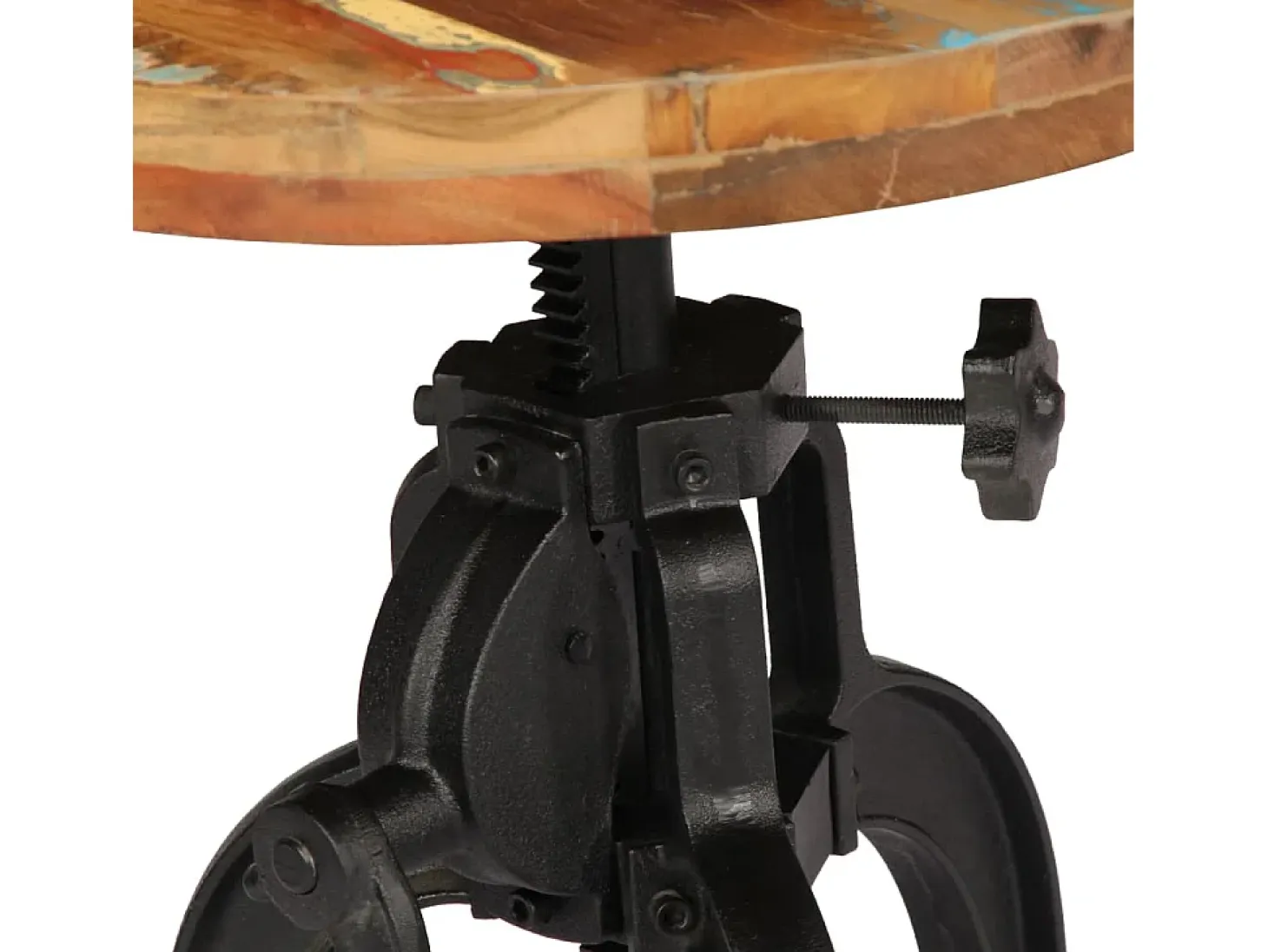 Mesa auxiliar madera reciclada y hierro fundido 45x(45-62) cm