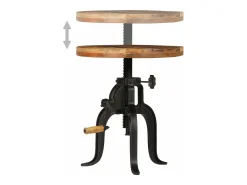 Mesa auxiliar madera reciclada y hierro fundido 45x(45-62) cm