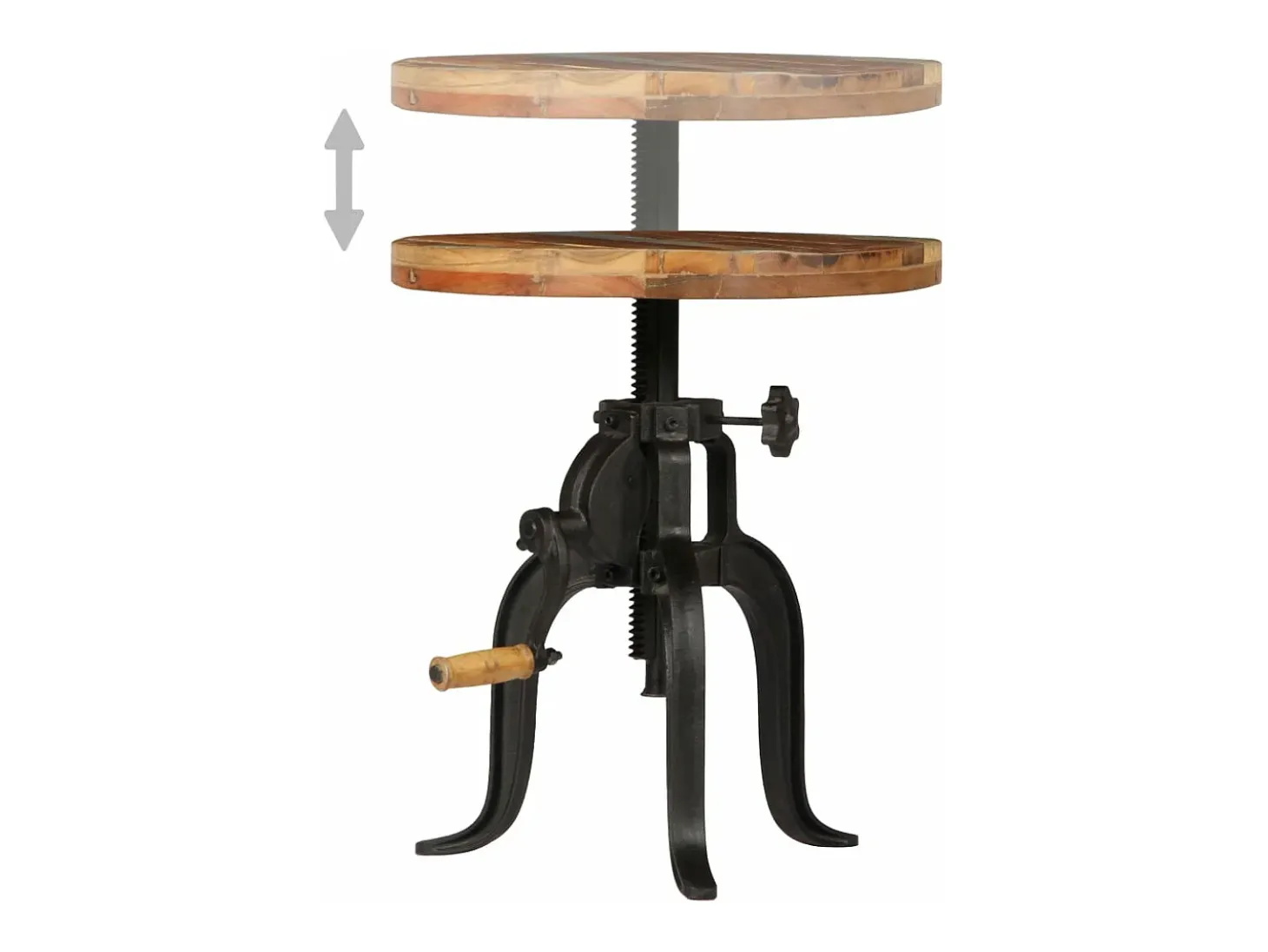 Mesa auxiliar madera reciclada y hierro fundido 45x(45-62) cm
