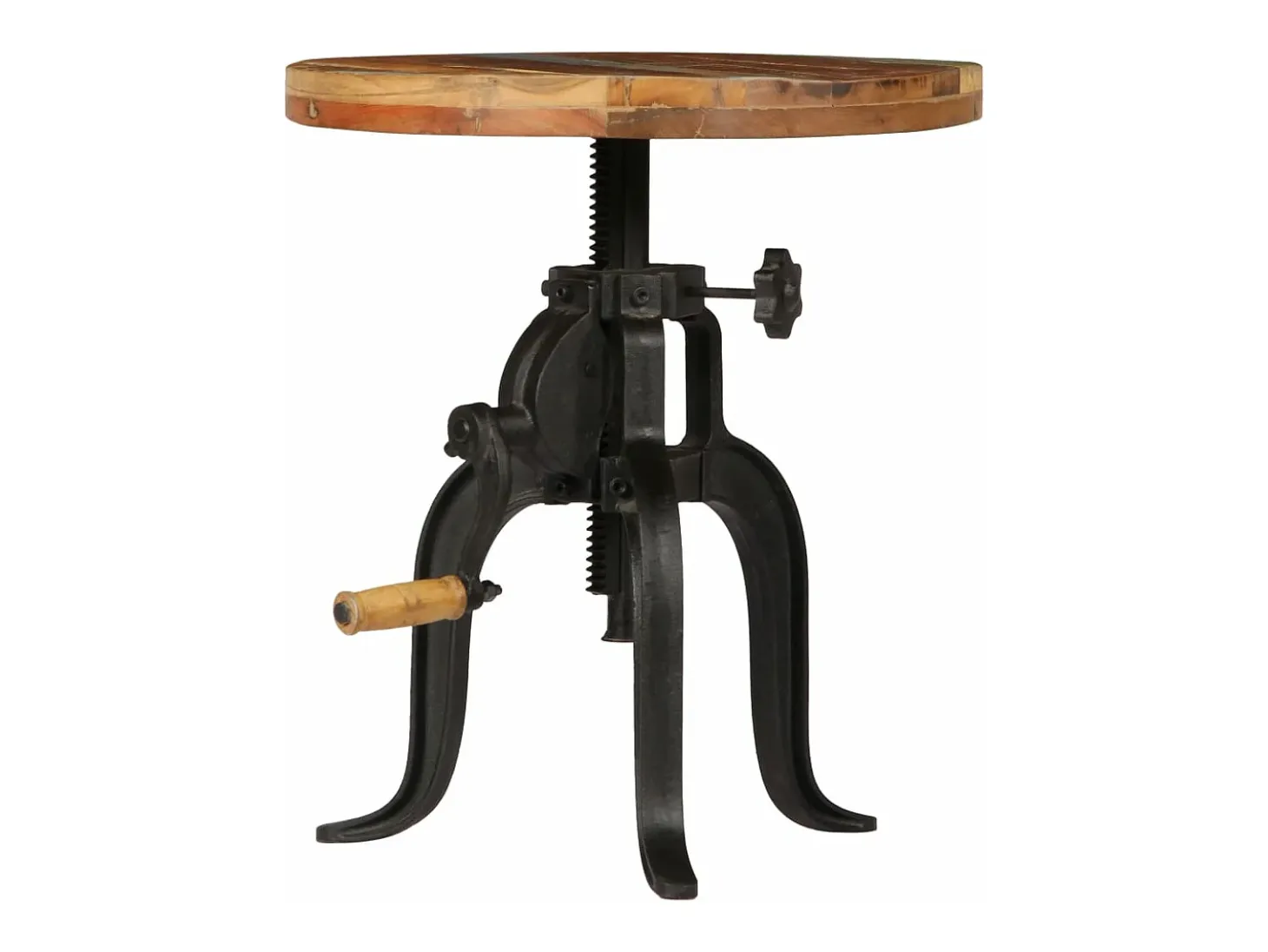 Mesa auxiliar madera reciclada y hierro fundido 45x(45-62) cm