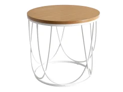 Mesa auxiliar madera y metal blanco 42 cm LACE