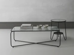 Mesa auxiliar metal con cristal