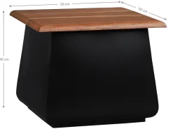 Mesa auxiliar metal madera acacia natural/negro 50x40x50cm WOMO-DESIGN