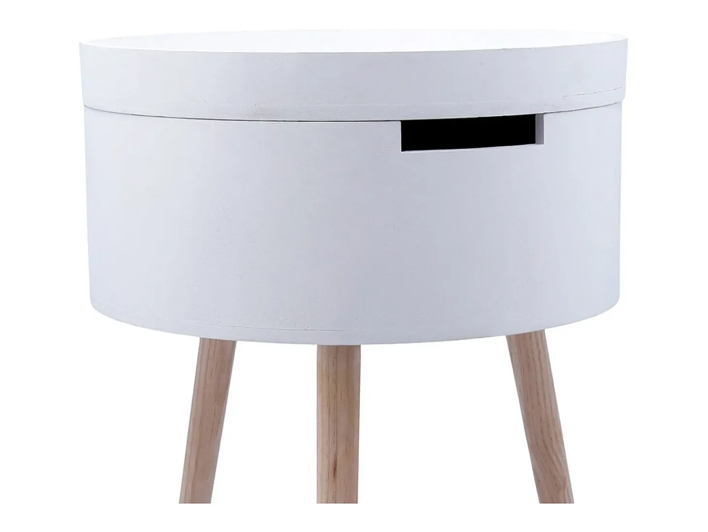 Mesa auxiliar MOA Vinthera con cajón blanco Ø38x43 cm