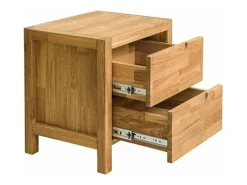 Mesa auxiliar Nelson de roble macizo con 2 cajones 48 cm