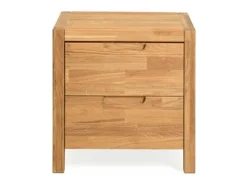 Mesa auxiliar Nelson de roble macizo con 2 cajones 48 cm
