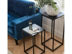 Mesa auxiliar o extremo de sofá, set de 2 negro