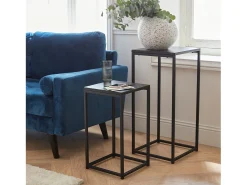 Mesa auxiliar o extremo de sofá, set de 2 negro