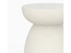 Mesa auxiliar redonda blanca de fibra de arcilla efecto cemento D35 cm - Capri