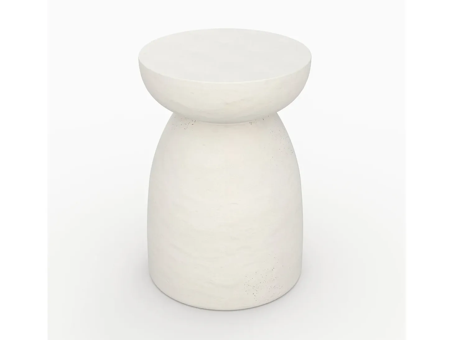 Mesa auxiliar redonda blanca de fibra de arcilla efecto cemento D35 cm - Capri