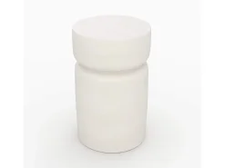 Mesa auxiliar redonda blanca de fibra de arcilla efecto cemento D30 cm - Tahiti
