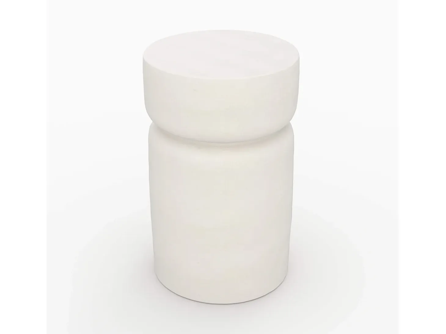 Mesa auxiliar redonda blanca de fibra de arcilla efecto cemento D30 cm - Tahiti