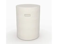 Mesa auxiliar redonda blanca de fibra de arcilla efecto cemento D35 cm - Santorini