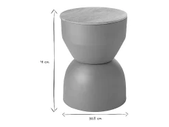 Mesa auxiliar redonda de diseño con almacenaje de metal terracota y madera maciza de mango 30 cm YOYO
