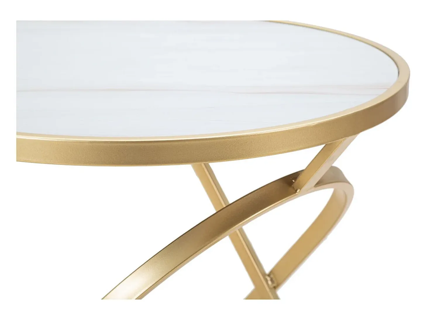 Mesa auxiliar redonda de metal dorado con tablero de mármol 50x50,5 Mat