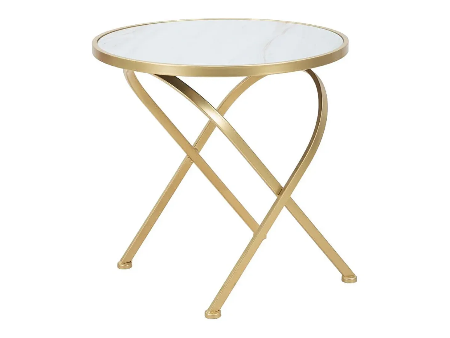 Mesa auxiliar redonda de metal dorado con tablero de mármol 50x50,5 Mat