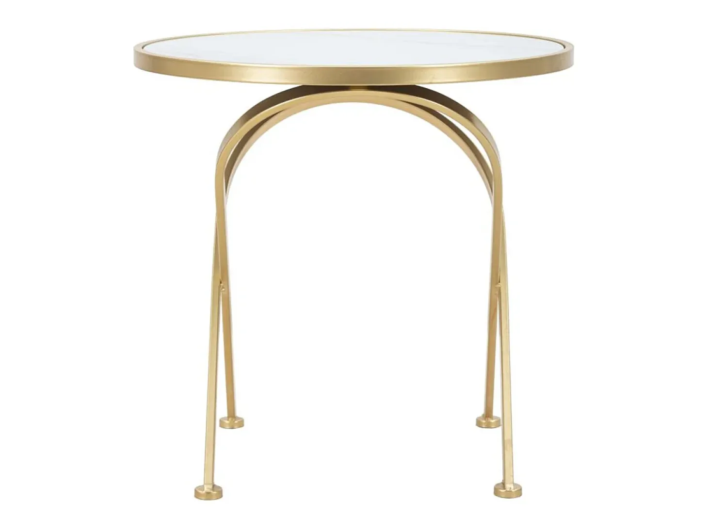 Mesa auxiliar redonda de metal dorado con tablero de mármol 50x50,5 Mat