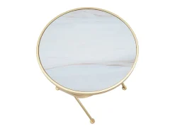 Mesa auxiliar redonda de metal dorado con tablero de mármol 50x50,5 Mat