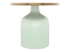 Mesa auxiliar redonda de metal verde agua y latón D44,5 cm - Lyne