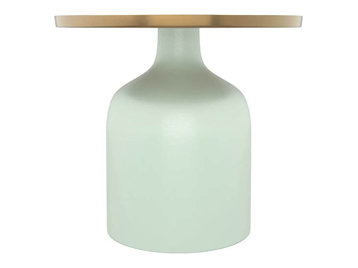 Mesa auxiliar redonda de metal verde agua y latón D44,5 cm - Lyne