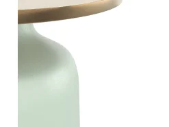 Mesa auxiliar redonda de metal verde agua y latón D44,5 cm - Lyne