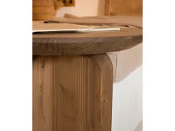 Mesa auxiliar redonda de madera de abeto maciza Decowood en color roble oscuro 50x45cm - BLOOM - DECOWOOD