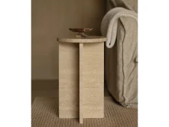 Mesa auxiliar redonda de mármol travertino DECOWOOD de Ø28x45cm - TOSCANA - DECOWOOD
