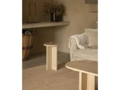 Mesa auxiliar redonda de mármol travertino DECOWOOD de Ø28x45cm - TOSCANA - DECOWOOD