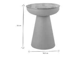 Mesa auxiliar redonda diseño con almacenamiento en metal tierra quemada y madera maciza de mango H52 cm TAM