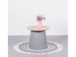 Mesa auxiliar redonda en madera de roble (50cm) - Norway - Gris