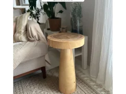 Mesa auxiliar redonda en madera de suar D35 cm - Janah