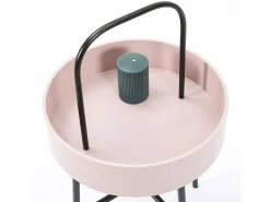 Mesa Auxiliar Redonda Jaipur, Tapa de MDF Rosa, Estructura metálica
