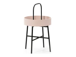 Mesa Auxiliar Redonda Jaipur, Tapa de MDF Rosa, Estructura metálica