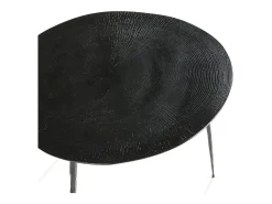 Mesa auxiliar redonda Keysha de madera y metal negro