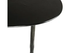 Mesa auxiliar redonda Keysha de madera y metal negro