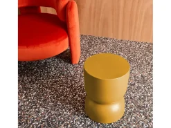 Mesa auxiliar, rincón de sofá, mesita metal ø32 x h42cm mostaza