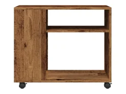 Mesa auxiliar rodante madera ingeniería envejecido 70x35x60 cm