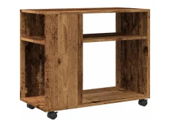 Mesa auxiliar rodante madera ingeniería envejecido 70x35x60 cm