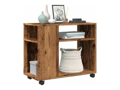 Mesa auxiliar rodante madera ingeniería envejecido 70x35x60 cm