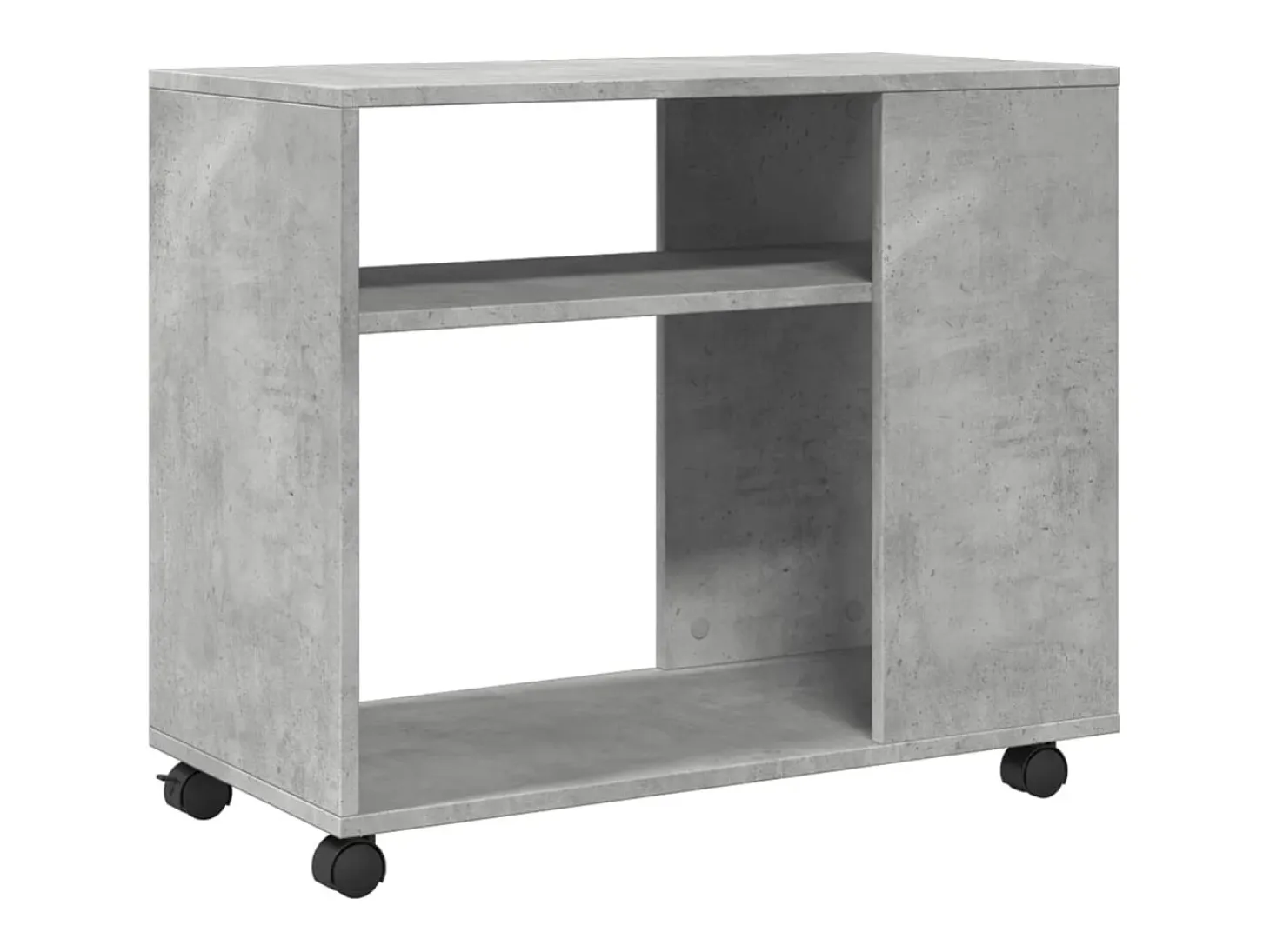 Mesa auxiliar ruedas madera ingeniería gris hormigón 70x35x60cm