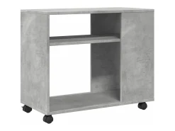 Mesa auxiliar ruedas madera ingeniería gris hormigón 70x35x60cm