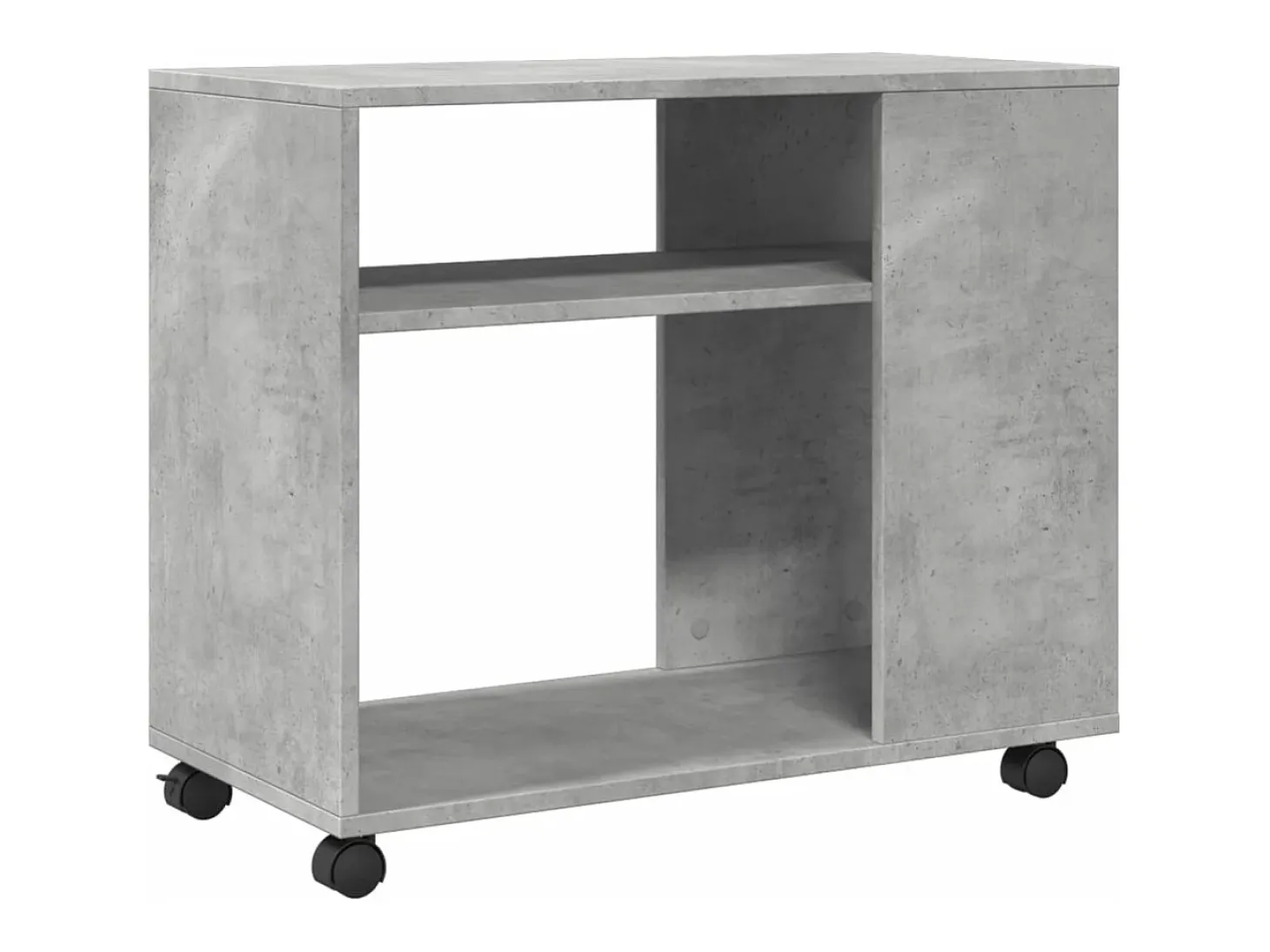 Mesa auxiliar ruedas madera ingeniería gris hormigón 70x35x60cm