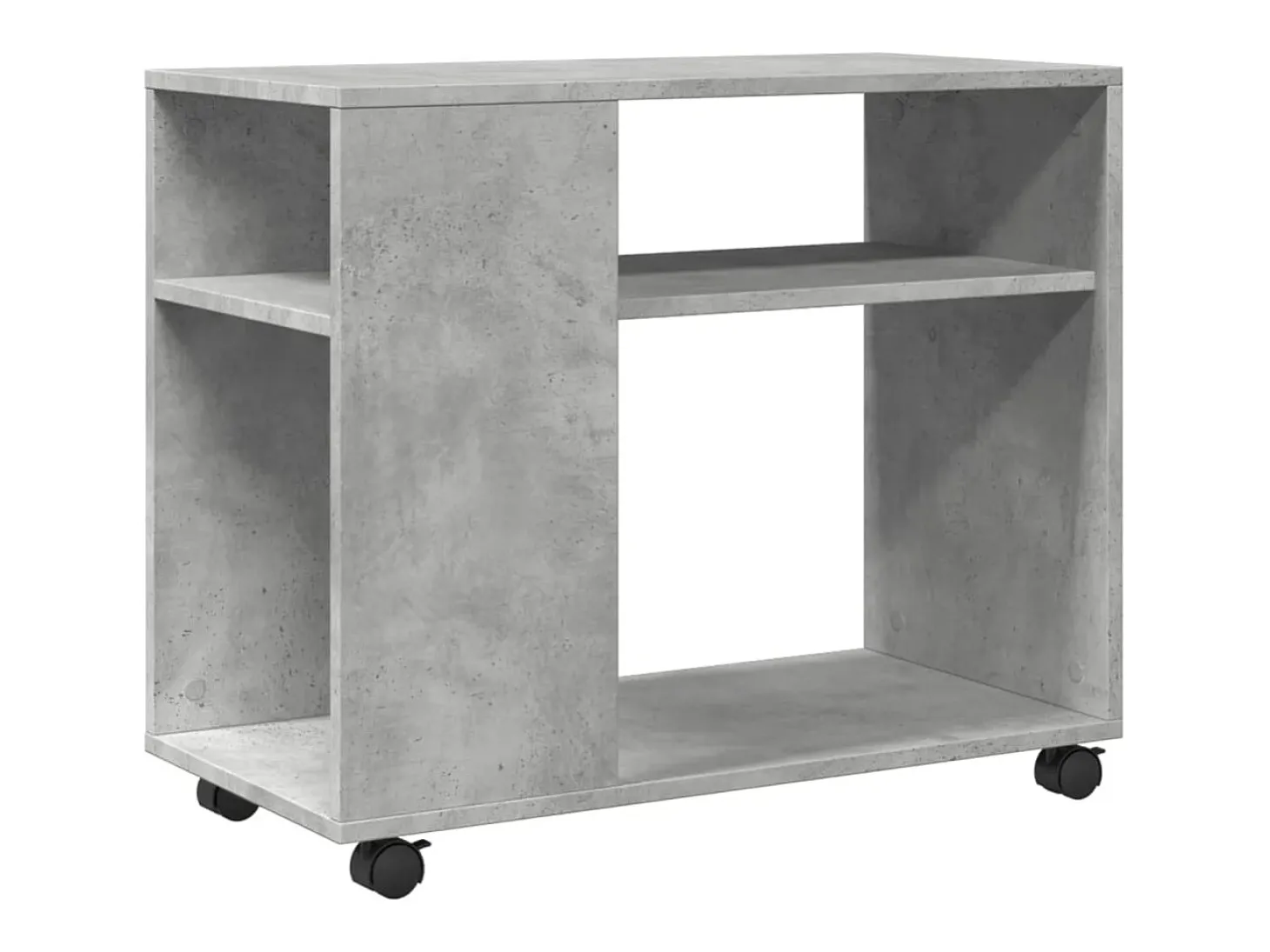 Mesa auxiliar ruedas madera ingeniería gris hormigón 70x35x60cm