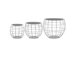 Mesa Auxiliar Set de 3 Mesa de Centro de Mimbre Mesa de Salón Aspecto Mimbre Met